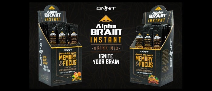An in-store display of Alpha Brain prducts