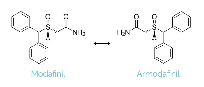 Comparing the chemical structures of armodafinil vs modafinil